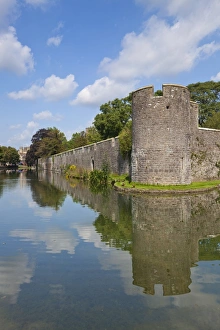 Wells Prints: Moat and Bishops Palace, a medieval building