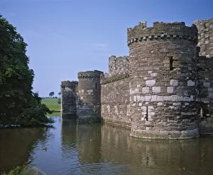 Images Dated 1st January 1970: Moat and outer curtain wall at Beaumaris Castle, UNESCO World Heritage Site