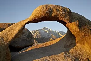 Mobius Arch and Eastern Sierras at dawn, Alabama Hills, Inyo National Forest
