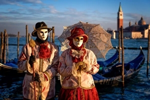 Disguise Prints: Models of the Venice Carnival, Venice, UNESCO World Heritage Site, Veneto, Italy, Europe