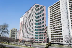 North Korean Prints: Modern apartment buildings, Pyongyang