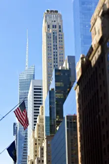 Us Flag Prints: Modern architecture of buildings along 42nd Street in Mid Town Manhattan