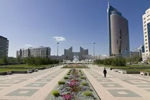 Images Dated 9th September 2009: Modern architecture near the Bayterek Tower, Astana, Kazakhstan, Central Asia