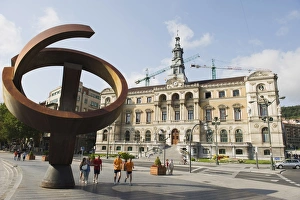 Bilbao Prints: Modern art sculpture outside Guardia B. Alonso military police department
