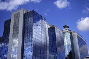 Shining Prints: Modern building, Salford Quays, Manchester, England, UK, Europe