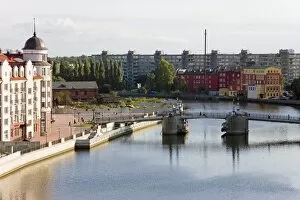 Modern buildings along the River Pregolya, Kaliningrad (Konigsberg), Russia, Europe