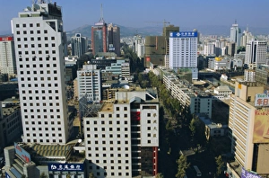Crowding Prints: Modern central business district, Kunming, Yunnan Province, China