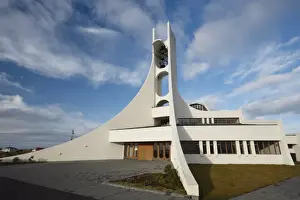 Stykkisholmur Prints: Modern church at Stykkisholmur, Snaefellsnes Peninsula, Breidafjordur, West Iceland