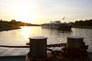 River Elbe Prints: Modern cruise ship cruising on the river Elbe, Saxony, Germany, Europe