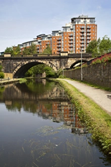 Apartments Prints: Modern flats by the Leeds and Liverpool Canal in Leeds