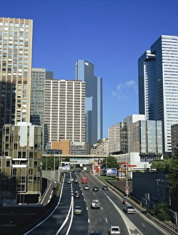 La Defense Prints: Modern office blocks and the Peripherie Boulevard, La Defense, Paris, France, Europe