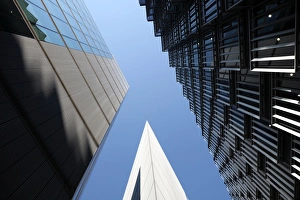 Office Building Prints: Modern office buildings against blue sky, More London, near Tower Bridge, London