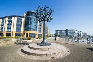 Jersey Collection: Modern sculpture in the harbour of St. Helier, Jersey, Channel Islands, United Kingdom