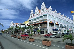 Aruba Prints: Modern shopping centre in Dutch colonial style, Oranjestad, Aruba, West Indies