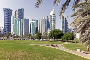 Qatar Prints: Modern skyline of the West Bay central financial district, Doha, Qatar, Middle East