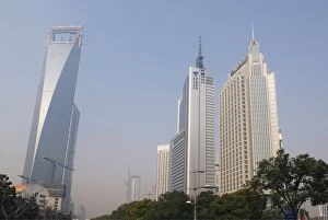 Images Dated 5th January 2008: Modern skyscrapers and mainland Chinas highest building, the International Finance Center in