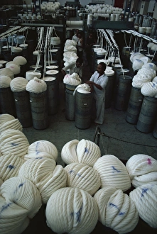 Ahmedabad Prints: Modernised cotton mill in Ahmedabad, the Manchester of the East, Gujarat, India, Asia
