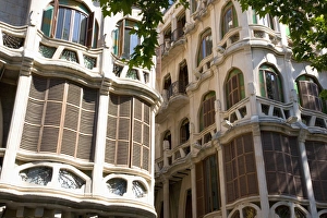 Modernist Prints: Modernist facades of Can Casasayas and Pensio La Menorquina, Placa Mercat