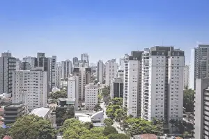 Apartment Building Prints: Moema, expensive, upmarket residential apartments in a suburban neighborhood