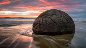 Boulder Prints: Moeraki Boulders at sunrise, Otago, South Island, New Zealand, Pacific