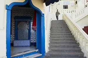 Images Dated 22nd October 2010: Moktar Ahardan stairs, Medina (Old City), Tangier, Morocco, Door in the Medina (Old City)