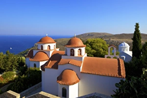 Monastery of Agios Savvas above Pothia, Kalymnos, Dodecanese, Greek Islands, Greece