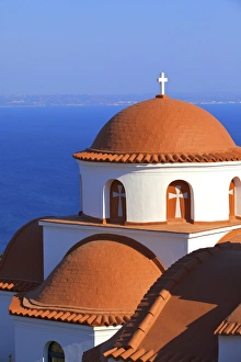 Terracotta Prints: Monastery of Agios Savvas above Pothia, Kalymnos, Dodecanese, Greek Islands, Greece