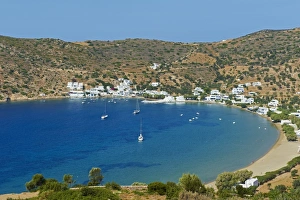 Monastery of Taxiarques, village and beach, Vathi, Sifnos, Cyclades Islands