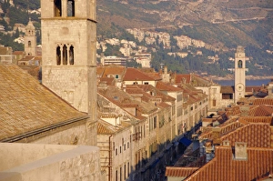 Terra Cotta Prints: Monastery tower, The Stradun, Dubrovnik, Croatia, Europe