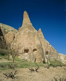 Rock Carving Prints: Monastic troglodyte (cave) dwellings carved in the rocks