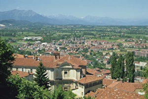 Piemonte Prints: Mondovi Piazza view across to the Alps