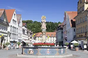 Market Square Prints: Mondsichelmadonna sculpture, Marienbrunnen Fountain