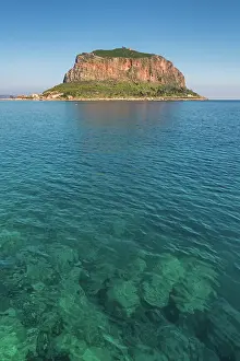 Laconia Prints: Monemvasia, historic city on an island with a mountain in turquoise sea