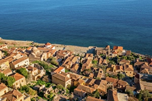 Laconia Prints: Monemvasia island historic stone houses and churches, Monemvasia, Laconia, Greece