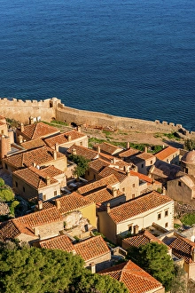 Laconia Prints: Monemvasia island historic stone houses and churches, Monemvasia, Laconia, Greece