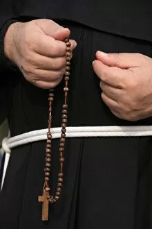Monk holding rosary, Rome, Lazio, Italy, Europe