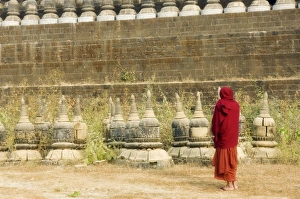Mrauk U Prints: Monk at the Kothaung Temple, Mrauk U, Myanmar (Burma), Asia