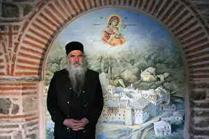 Images Dated 15th April 2006: Monk at Koutloumoussiou monastery, UNESCO World Heritage Site, Mount Athos, Greece
