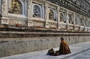 One Man Only Prints: Monk, Mahabodhi Temple, UNESCO World Heritage Site, Bodh Gaya (Bodhgaya)
