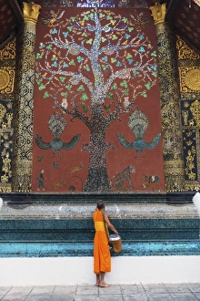 Alms Prints: Monk making a blessing after morning alms