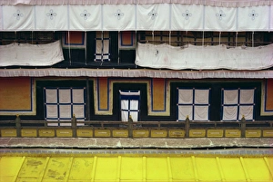 Jokhang Prints: Monks cells in the Jokhang temple in Lhasa, Tibet, China, Asia