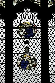 County Durham Collection: Monks in stained glass, Galilee Chapel, Durham Cathedral, County Durham, England, United Kingdom
