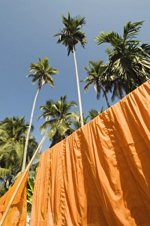 Monks washing on line drying, Luang Prabang, Laos, Indochina, Southeast Asia, Asia