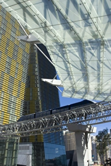 Monorail going through City Center, Las Vegas, Nevada, United States of America