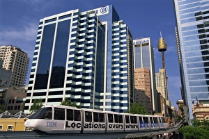 Ns W Prints: Monorail and skyline, Darling Harbour, Sydney, New South Wales, Australia, Pacific