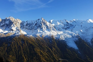 Autumnal Scene Prints: Mont Blanc, 4810m, autumn, Chamonix, Haute Savoie, Rhone Alpes, French Alps, France