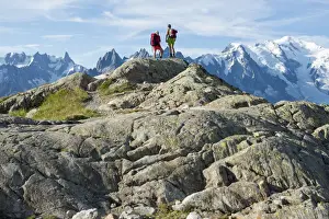 The Great Outdoors Prints: Mont Blanc range seen from the Tour du Mont Blanc trekking route near Lac Blanc in