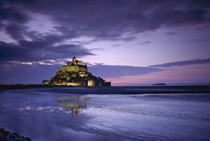 Mont Saint-Michel (Mont-St. Michel) at sunset, UNESCO World Heritage Site