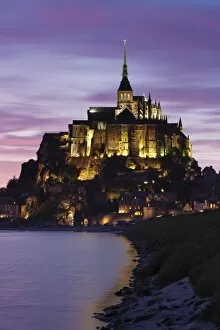 Images Dated 21st August 2011: Mont Saint Michel at sunset, UNESCO World Heritage Site, Department Manche, Basse Normandy