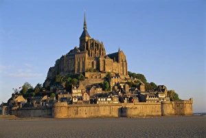 Mont St. Michel at dusk, La Manche region, Basse-Normandie, France